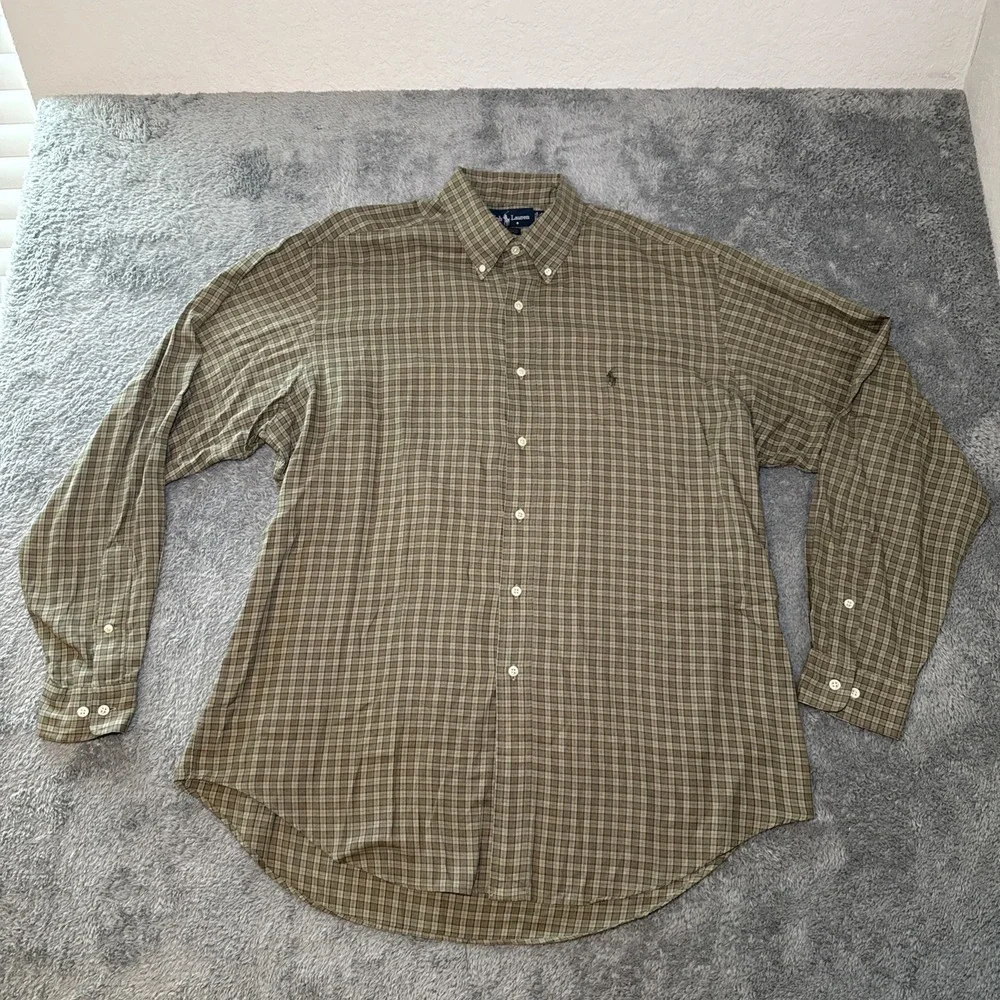 Ralph Lauren Yarmouth Button Down Long Sleeve Men's 16 1/2 36/37 Cotton Plaid